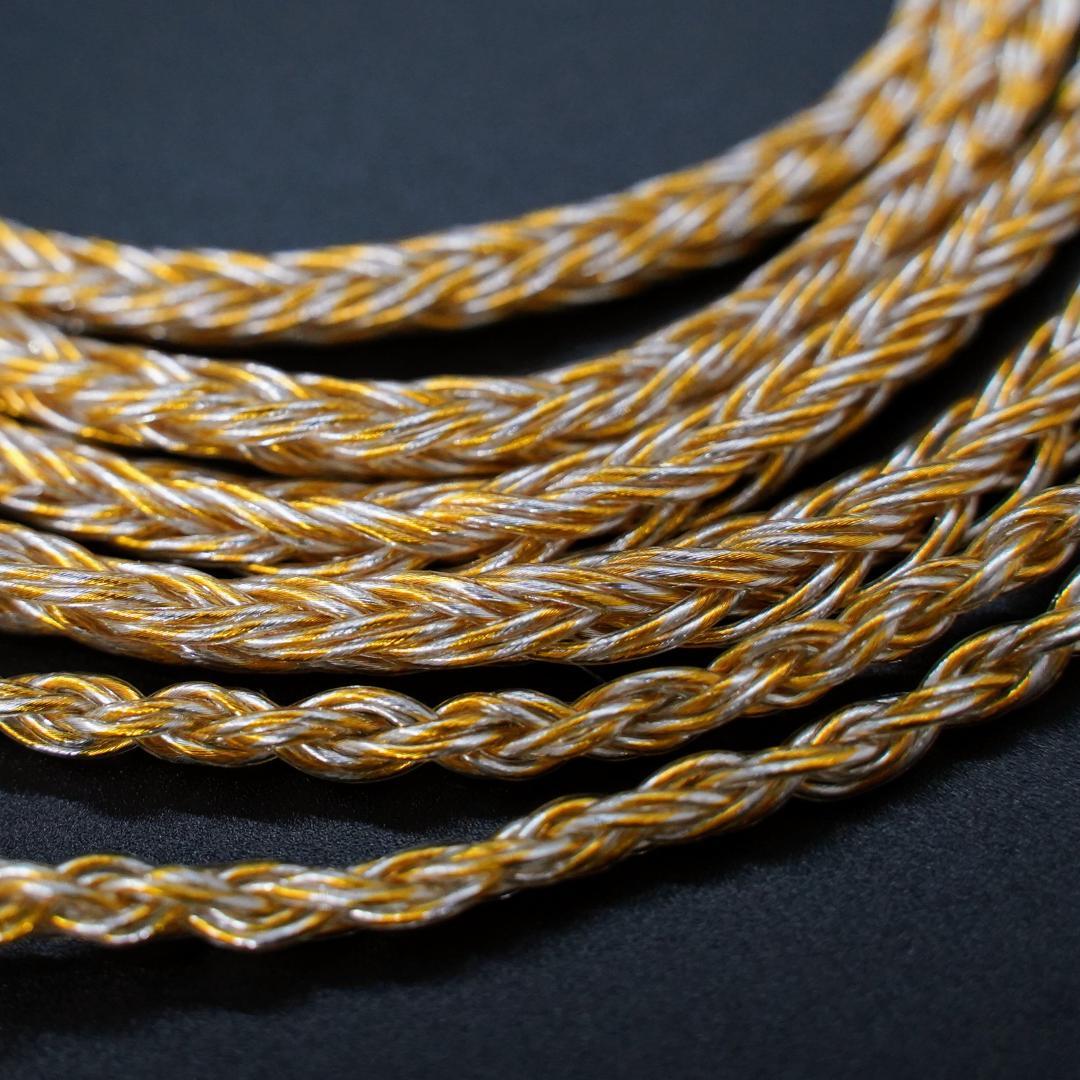 【1点のみ】16芯 超希少 銀線＆金線撚り合わせ 0.78 2ピン/3.5mm