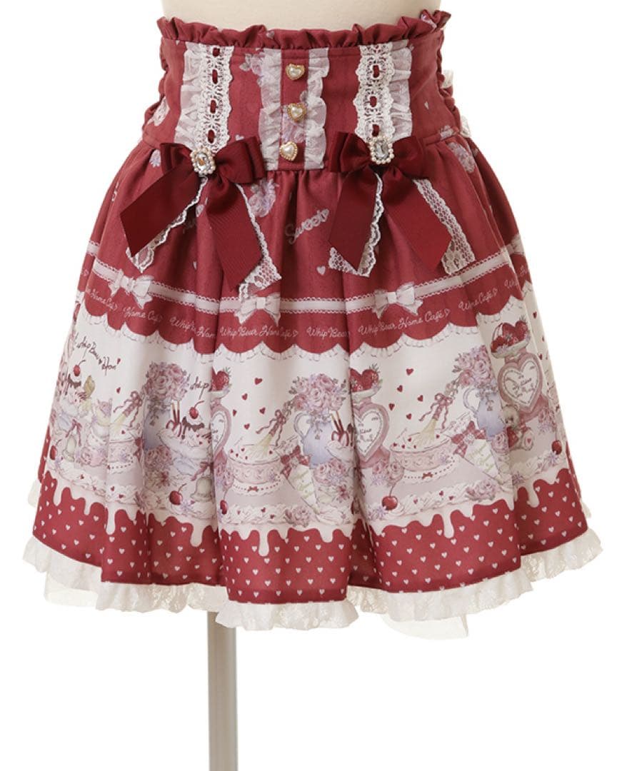 LIZLISA ♥Whip Bear  Cafe 柄スカパン♥ボルドー♥