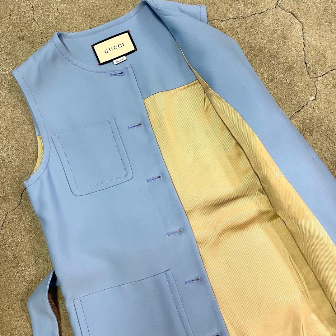Gucci グッチ ベルテッドベスト ジレ 619334 ブルー 36