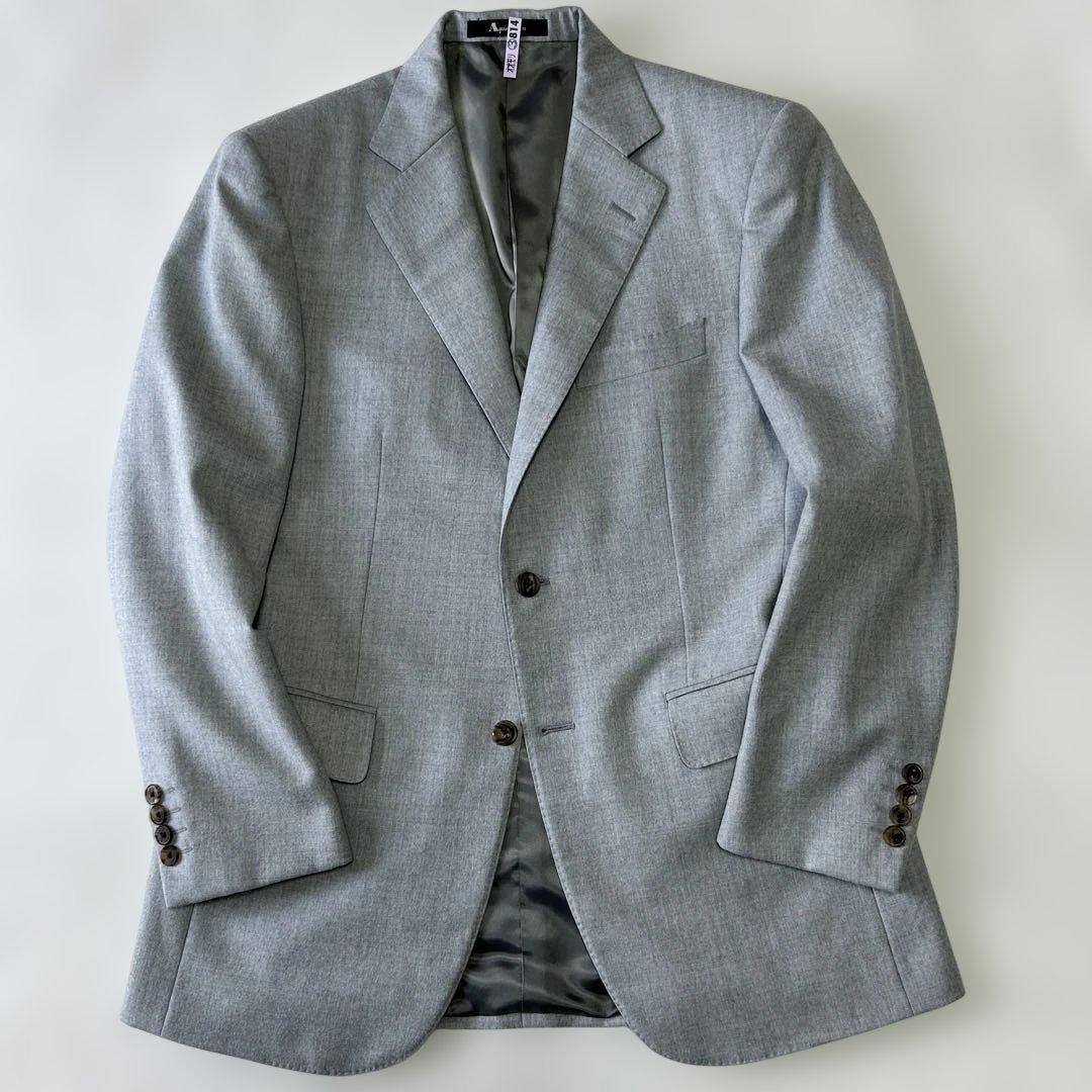 美品 20万 アクアスキュータム 日本製 フランネルウール シングルスーツA5