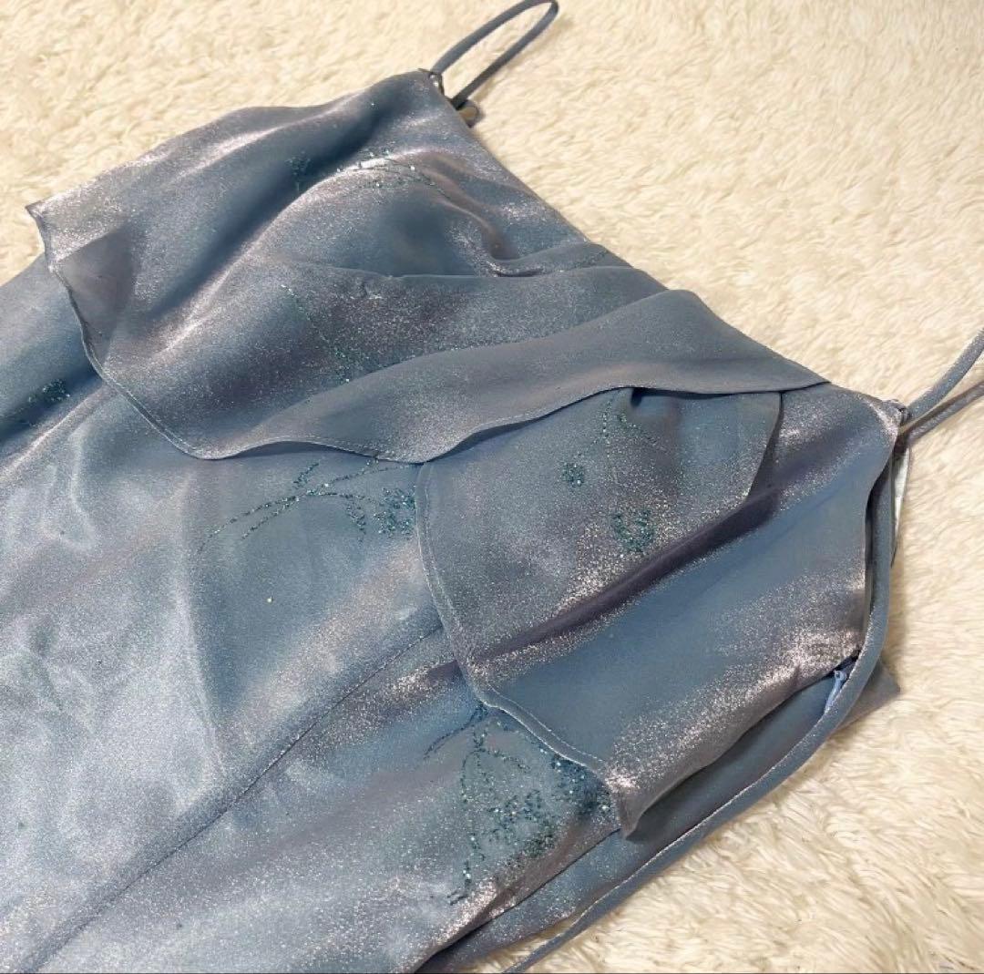 AIMER ロングドレス ラメ　演奏会 披露宴 ブルー