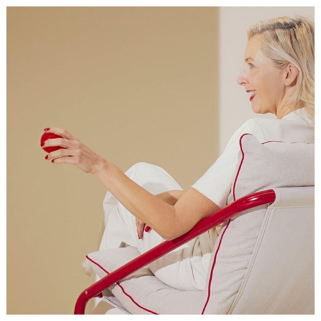 ÖNNESTAD オッネスタード 1人掛けソファ グレー/レッド