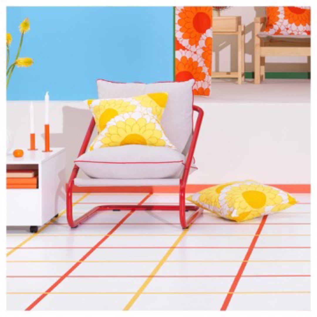 ÖNNESTAD オッネスタード 1人掛けソファ グレー/レッド