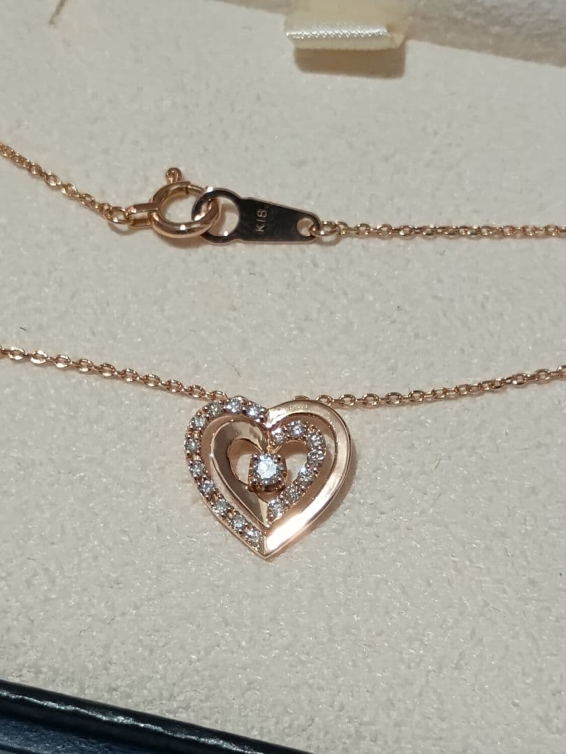 【お取り置き】ヴァンドーム青山 18金 PG ハート型 ダイヤモンド ネックレス