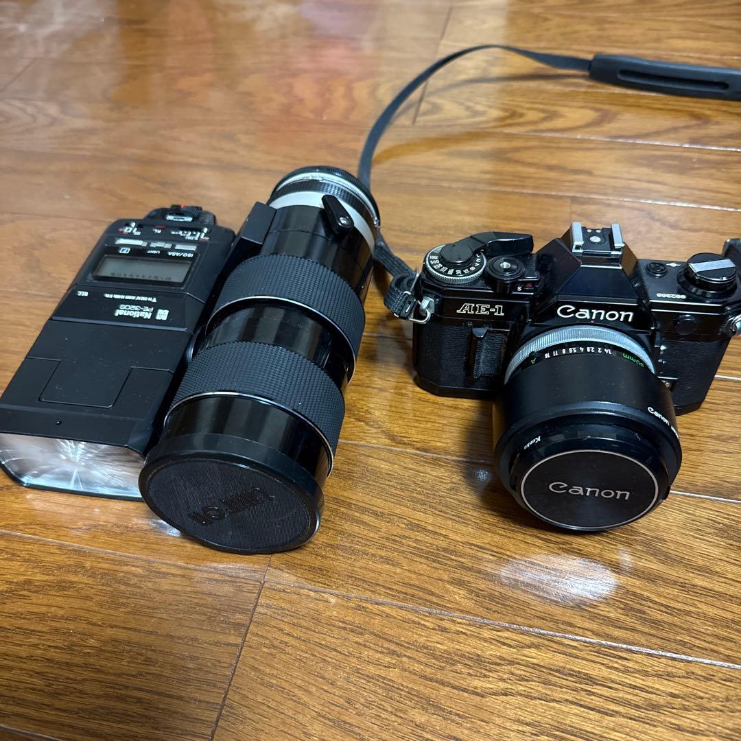 昭和レトロ　一眼レフカメラ　フラッシュ　望遠レンズ　3点セット