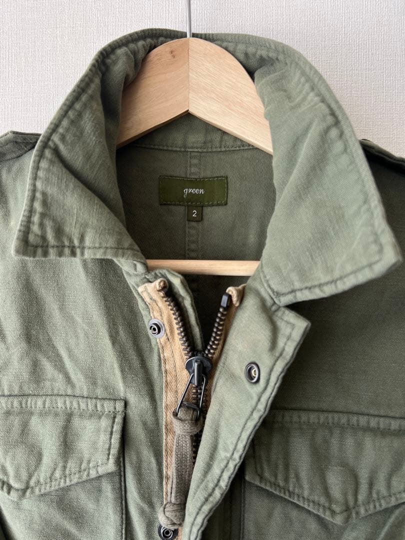 Green ミリタリーモッズコート