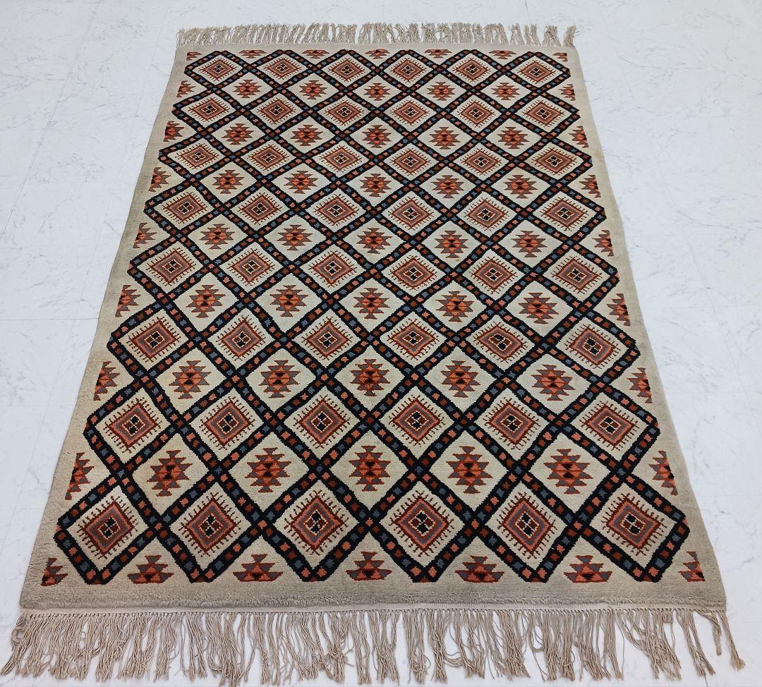 Y2220 トルコ絨毯 トライバルラグ ウール 225×156㎝