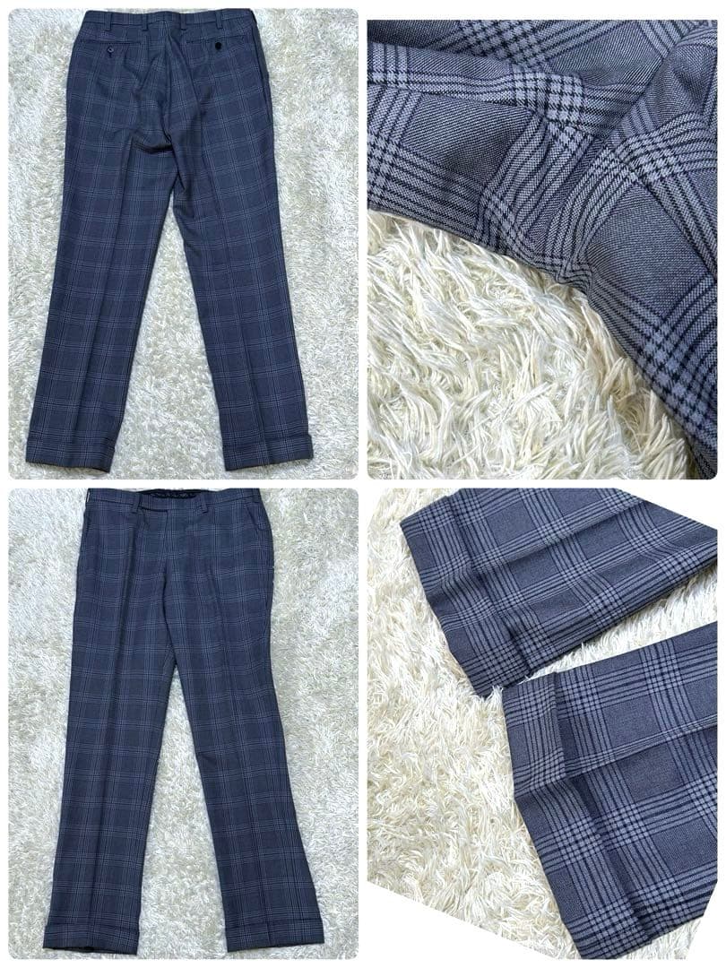 【美品 ウールシルク】バーバリーブラックレーベル　スーツ　チェック柄　グレー