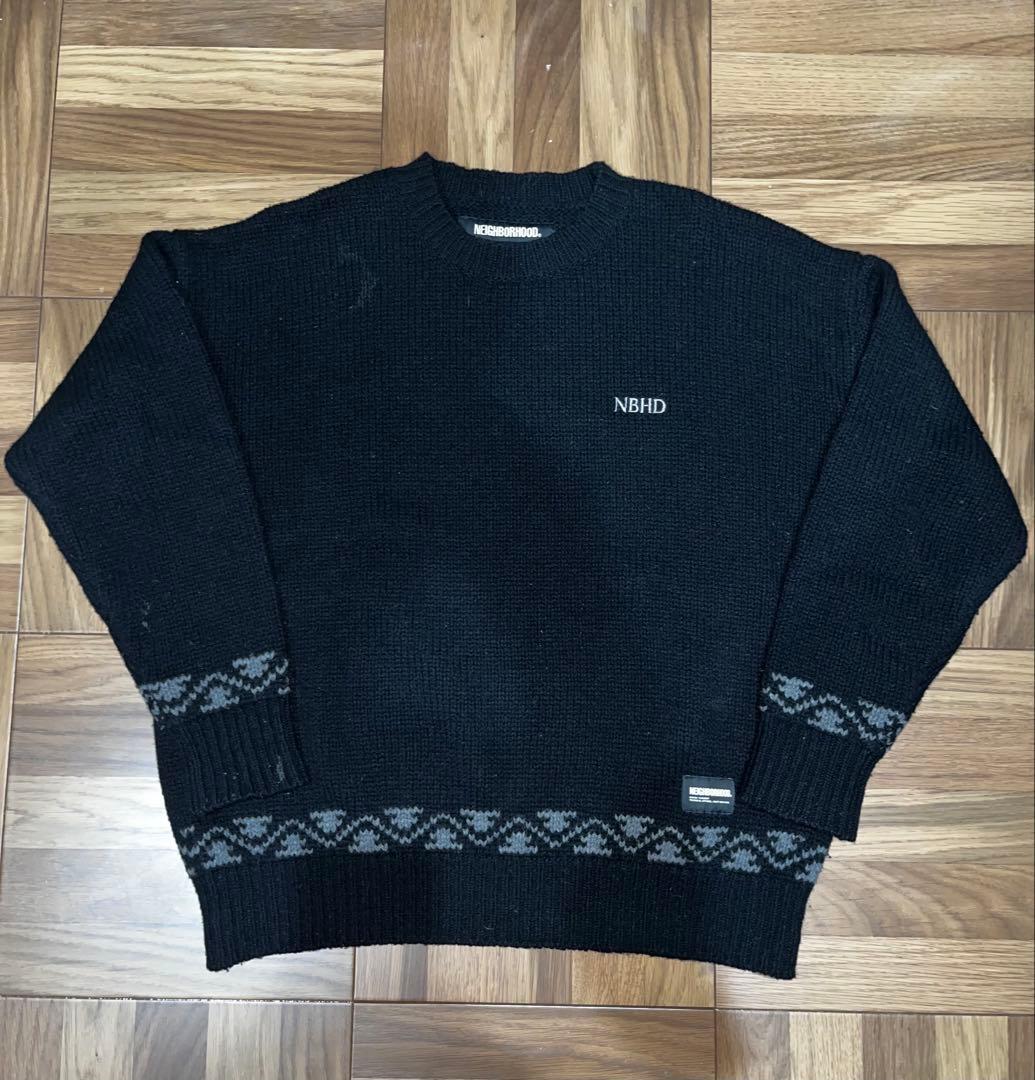 ネイバーフッド　ブラックニットセーター　L