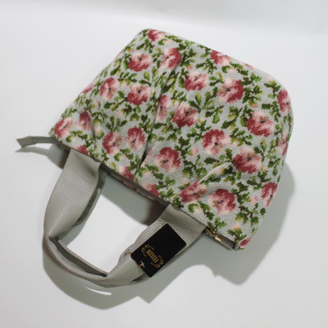 【新品タグ付】FEILER フェイラー ハンドバッグ 花柄 グレー シュニール織