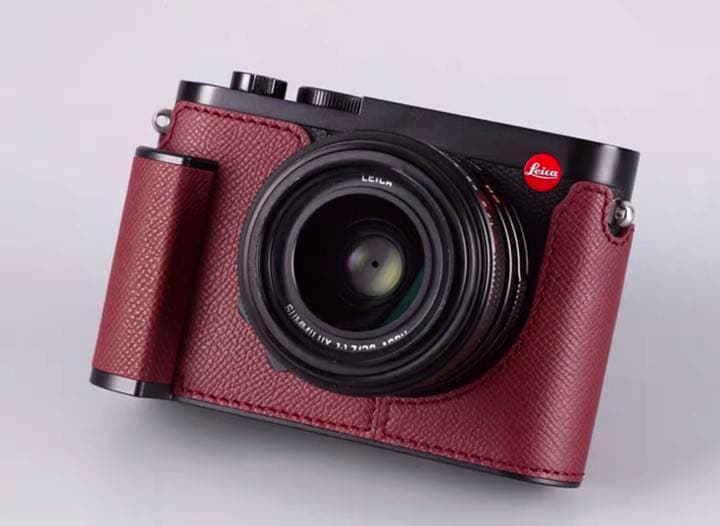 新品 本革 LEICA ライカ Q用 カメラケース ワインレッド