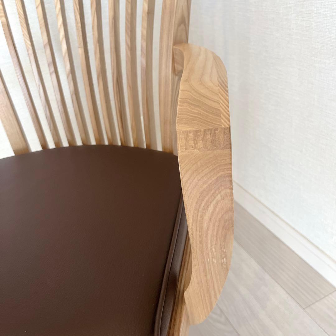 回転式 肘付き 介護 福祉にも最適 高級 天然木NAGAREチェア 美品