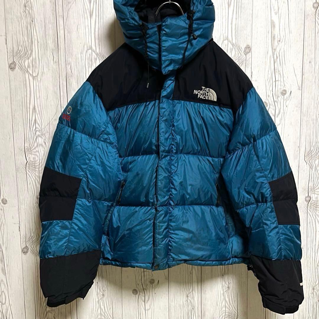 ノースフェイス ダウンジャケット　メンズL 韓国100　700フィル ブルー青