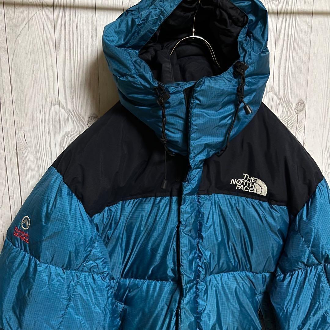 ノースフェイス ダウンジャケット　メンズL 韓国100　700フィル ブルー青