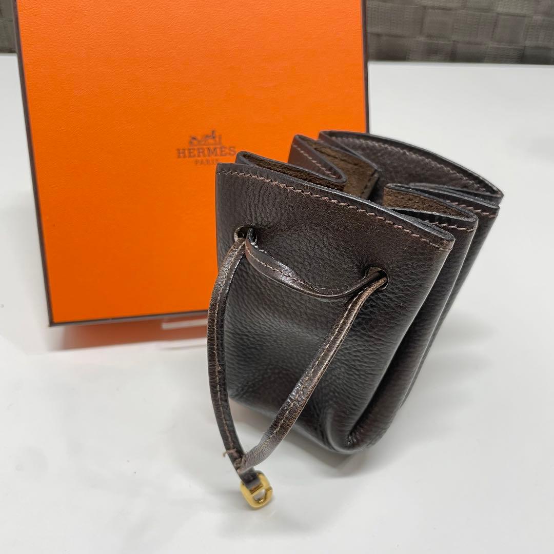 C*2様 HERMES ヴェスパポーチ　ダークブラウン レザーチャーム