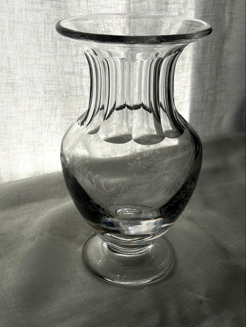【美品・刻印あり】Saint-Louis サンルイ クリスタル フラワーベース