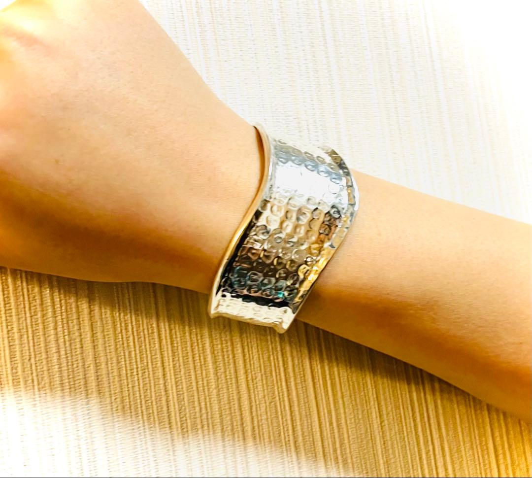 バングル　ブレスレット　シルバー 925 ハンマード ヴィンテージ