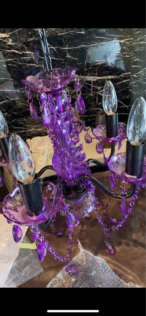 高級シャンデリア　極上品　パープル　美品　完成品発送