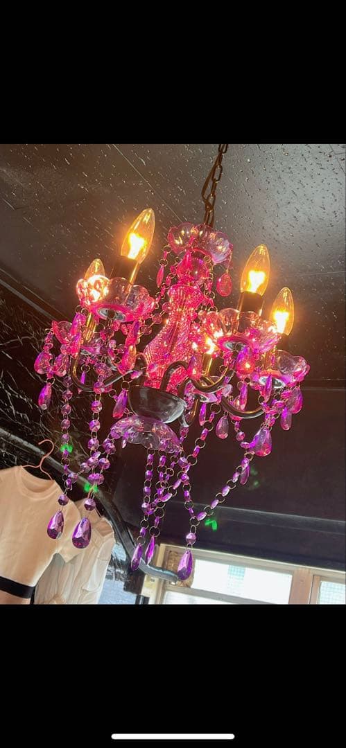 高級シャンデリア　極上品　パープル　美品　完成品発送