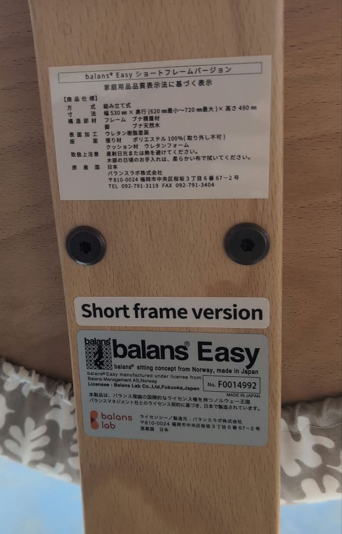 中古美品、バランスイージーミントグリン座面カバー付き