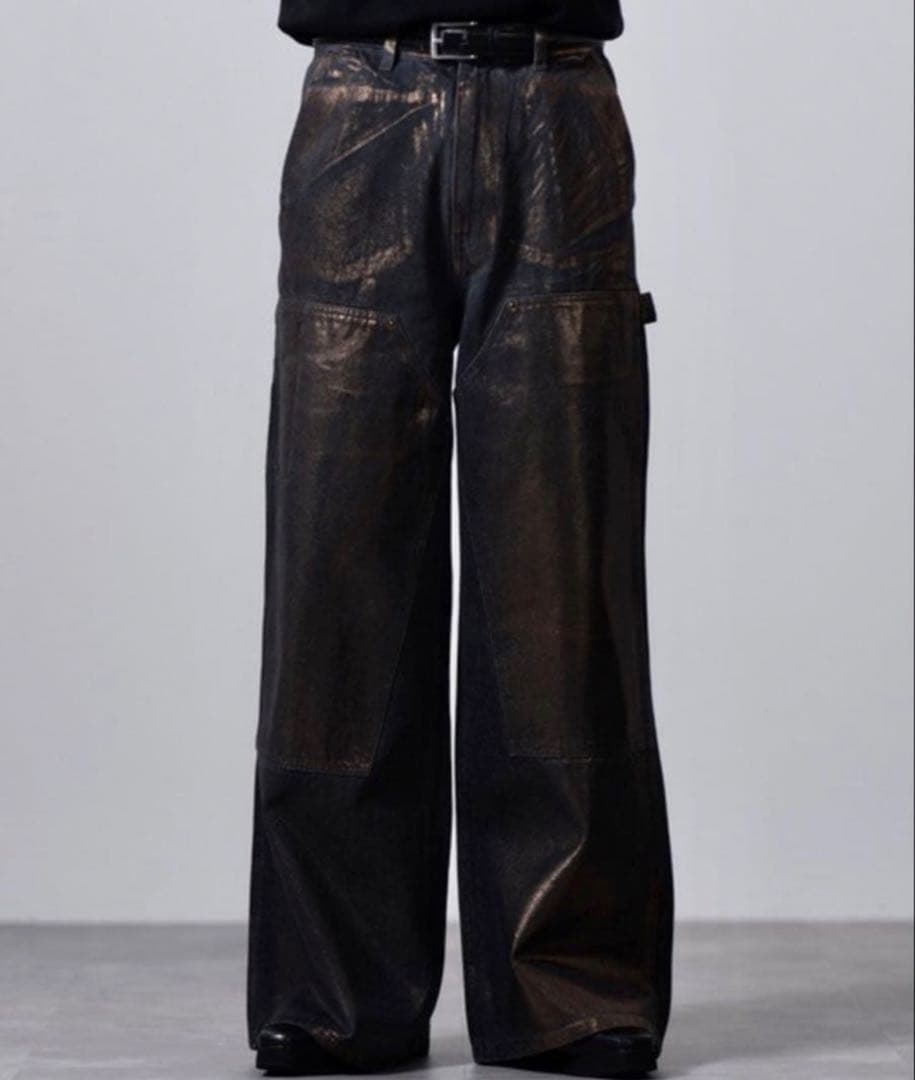 CLEL 特殊加工ダブルニーデニムパンツ