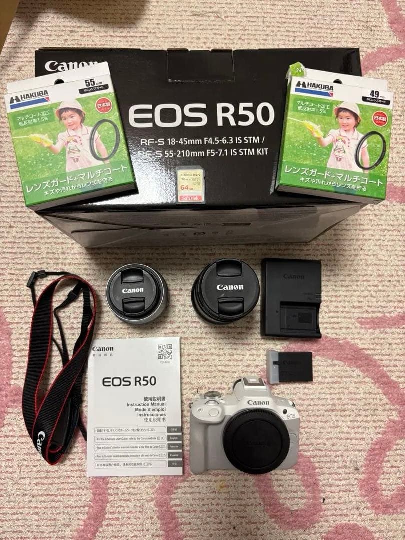 Canon EOS R50 ホワイト 2セットレンズ付きSDカード付き