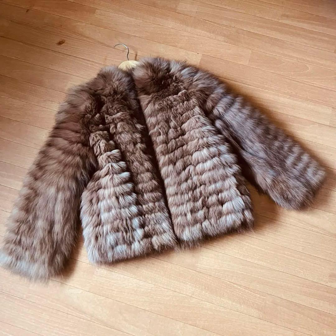 破格値お値下げ不可　本物ブルーフォックス毛皮ジャケットコート　定価36万タグ