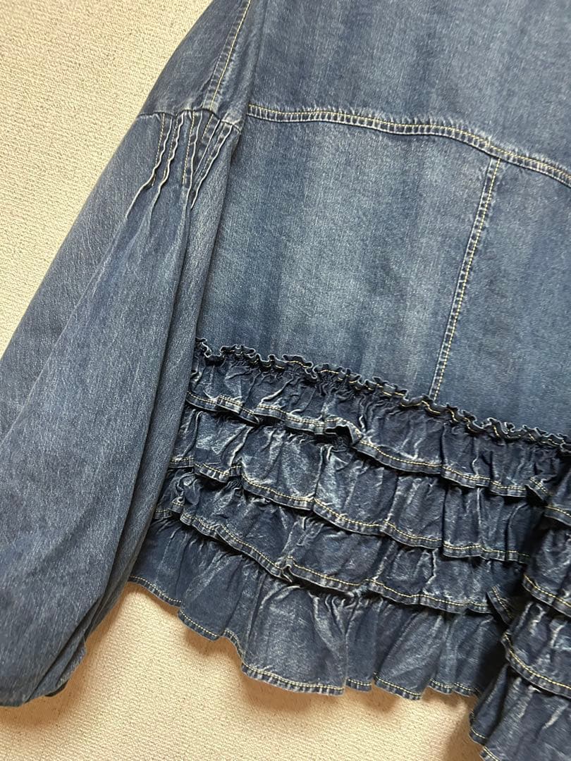美品　アヤン ダークデニム バルーンスリーブジャケット