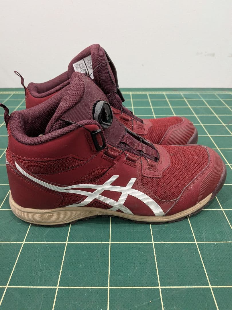 アシックス　ウィンジョブ　安全靴　赤 ワインレッド