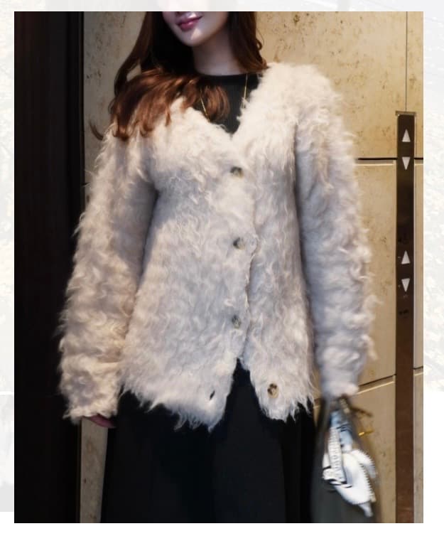 HYEON ワッフルカーディガン／pink beige