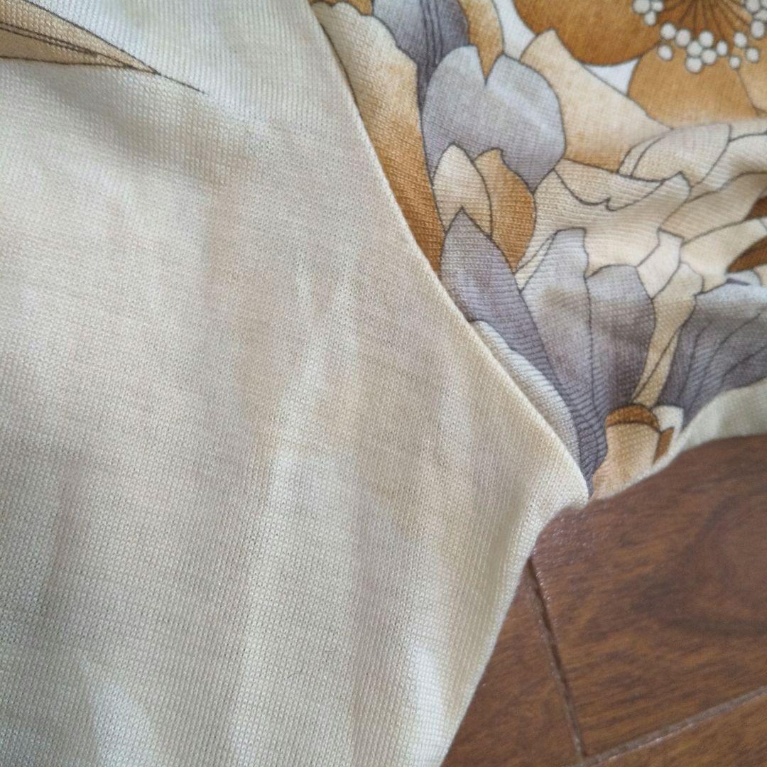 ky205 レオナールファッション 長袖トップス 総柄プリント LL ベージュ系