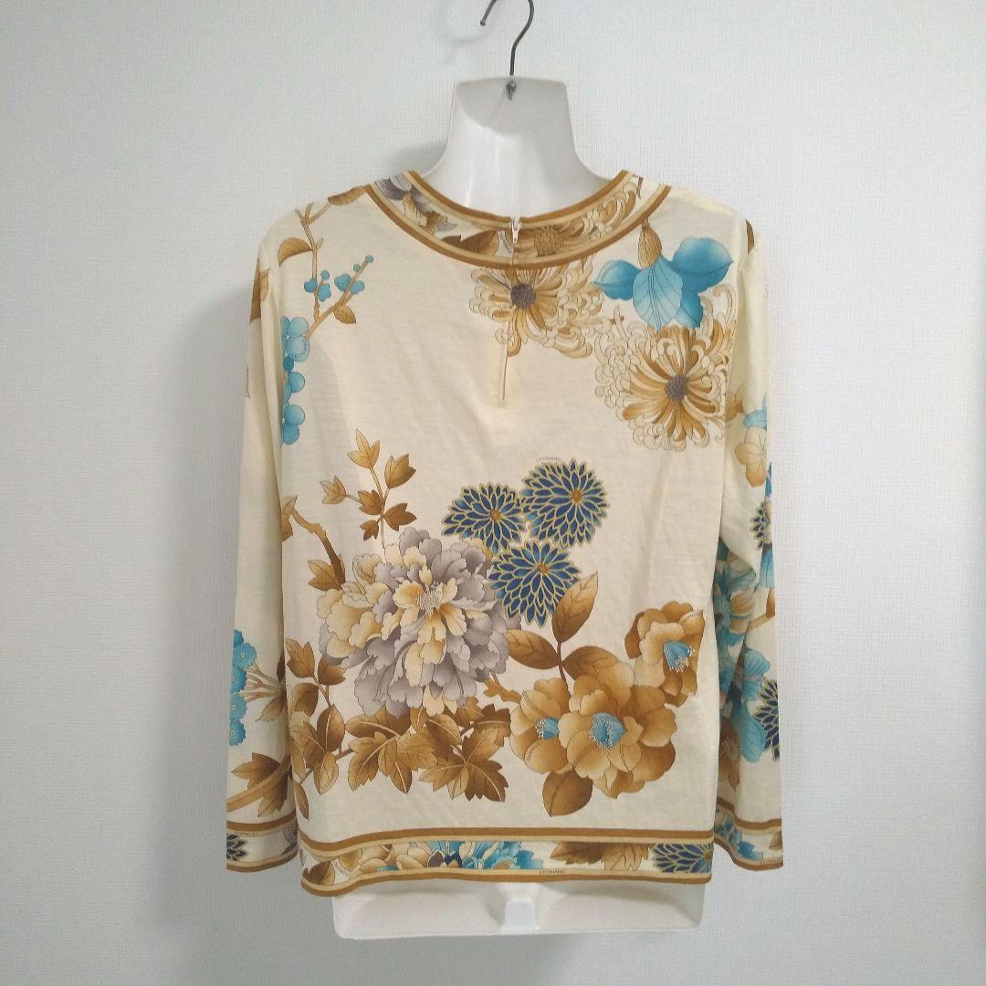 ky205 レオナールファッション 長袖トップス 総柄プリント LL ベージュ系