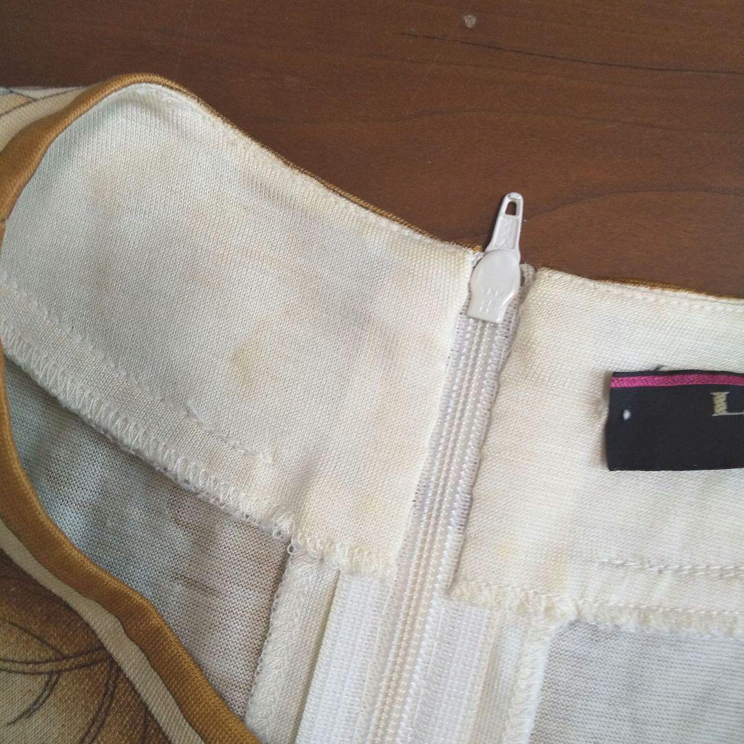 ky205 レオナールファッション 長袖トップス 総柄プリント LL ベージュ系