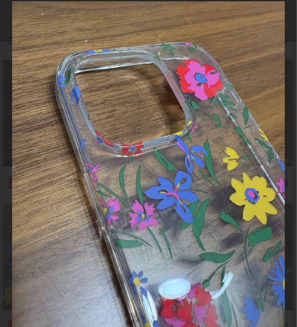 KATE SPADE iPhone14Proスマホリング付属 クリームマルチ1