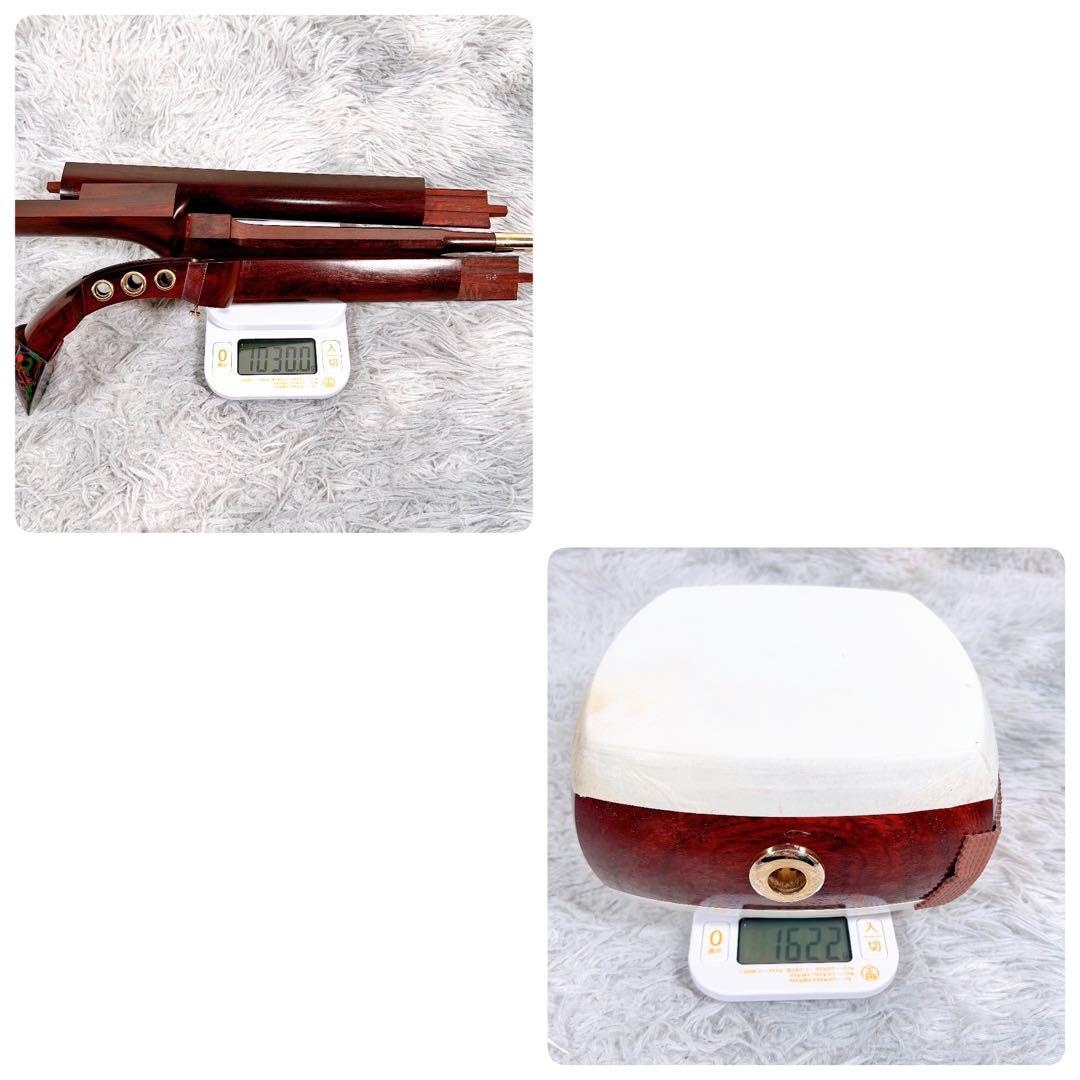 【希少】津軽三味線　紅木　太棹　東さわり付　本皮　皮やぶれなし　二本溝