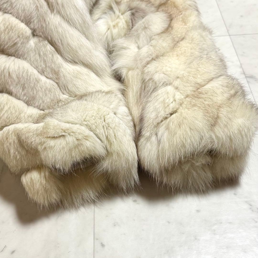 SAGA FOX 毛皮コート フォックスファー 銀サガ アイボリー 13号