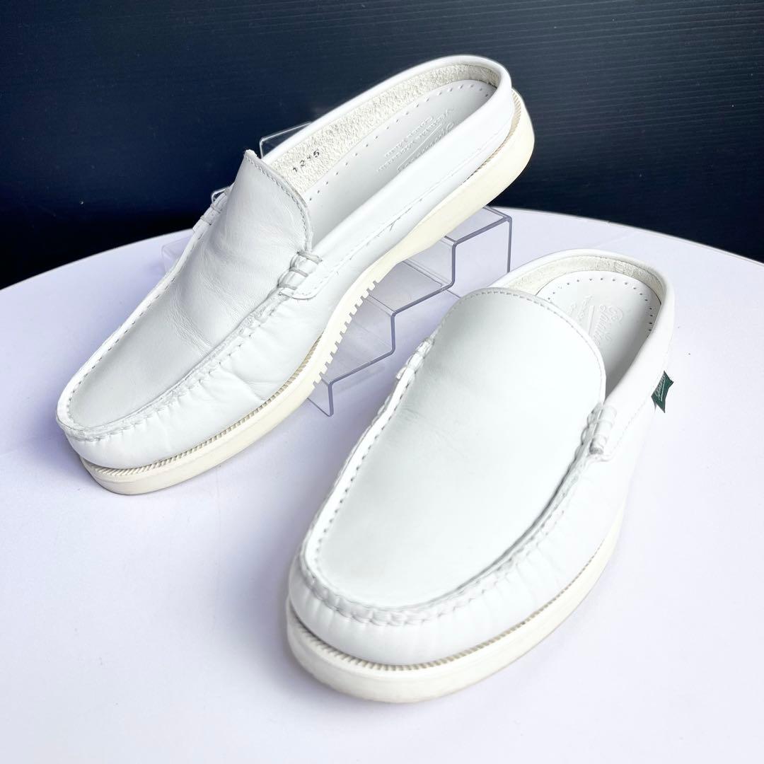 ふな♪美品✨パラブーツ レザー スリッポン モカシン ミュール ホワイト