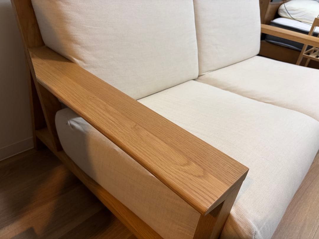 無印良品 MUJI ソファ本体木製フレーム　ウレタンポケットコイル２シーター