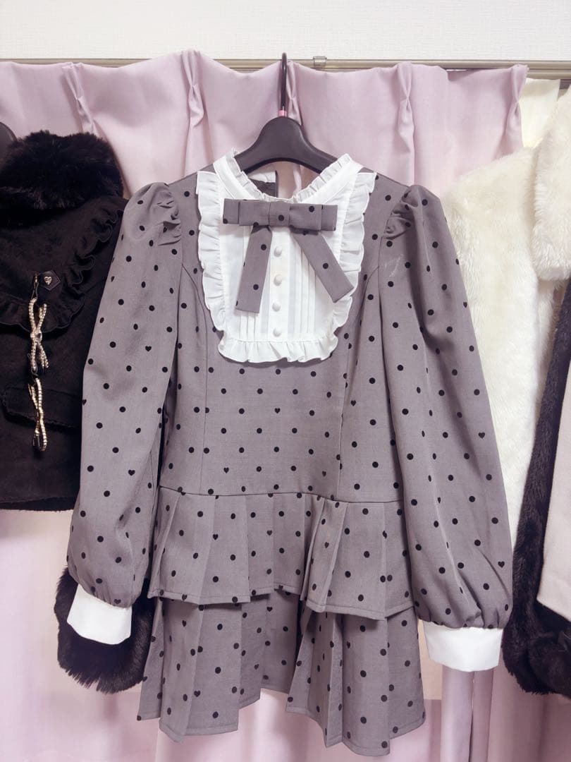 evelyn プリーツティアードミニOP グレー