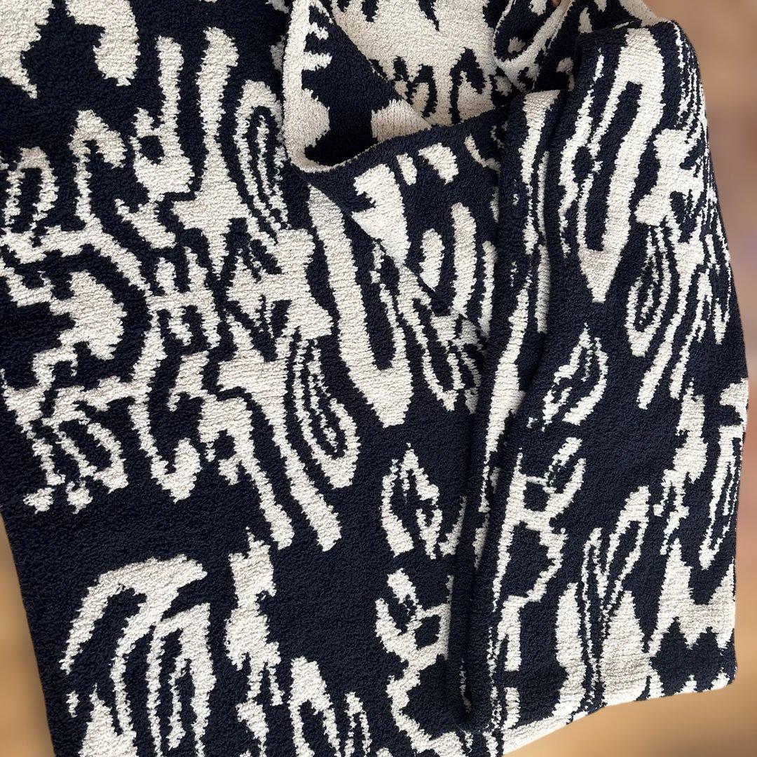 カシウエア　ダマスク　大判　ブランケット　毛布　ネイビー