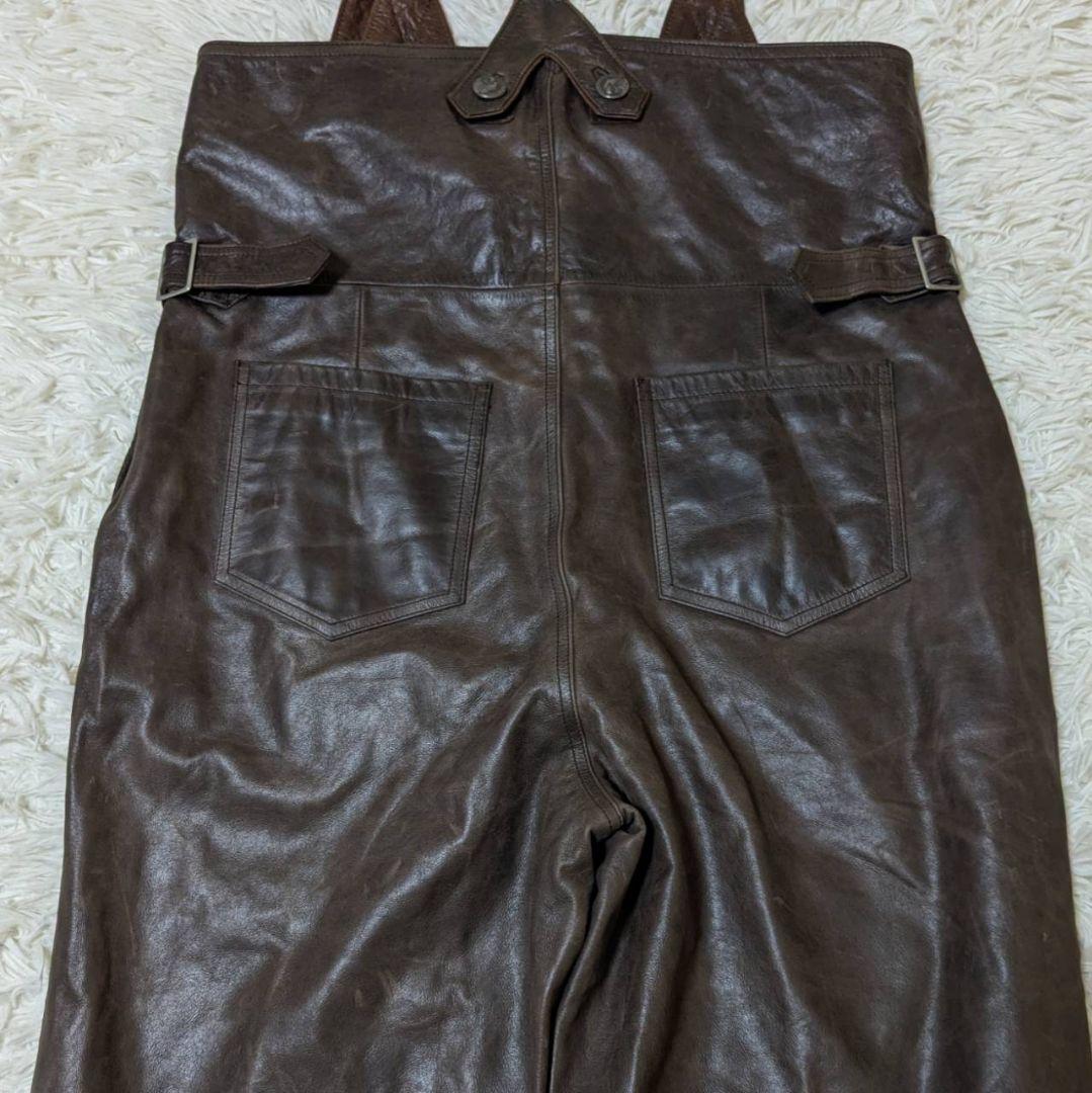 絶賛断捨離テン ハーレーダビッドソン オーバーオール 本革 ダークブラウン
