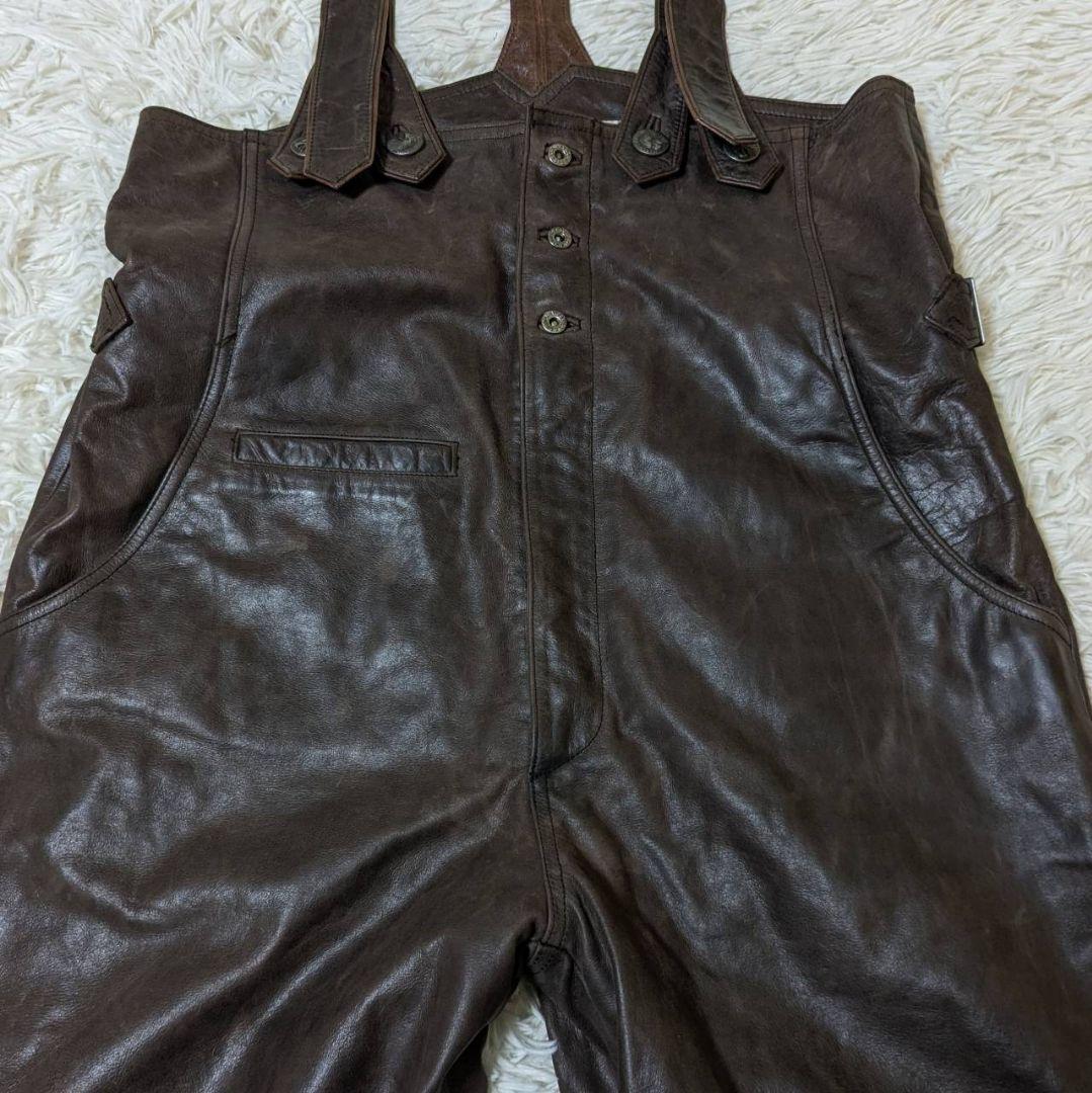 絶賛断捨離テン ハーレーダビッドソン オーバーオール 本革 ダークブラウン