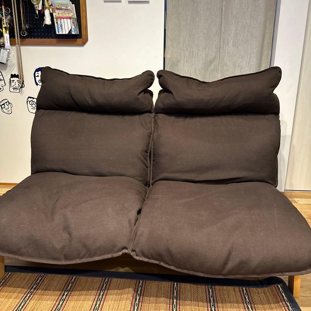 無印良品　2人掛け ハイバック リクライニング ソファ チェア