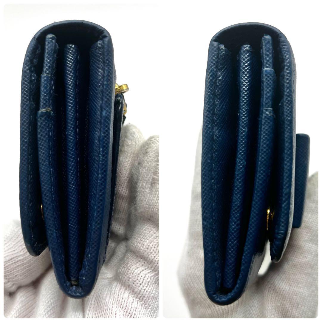 PRADA プラダ サフィアーノ 長財布 二つ折り 青 リボン 人気 フラップ