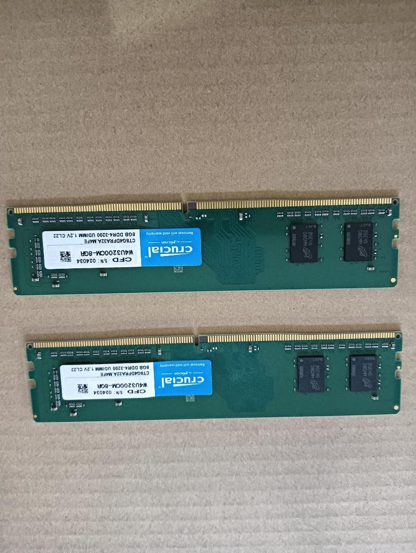 Crucial DDR4 2400MHz 8GB×2 メモリ 超美品