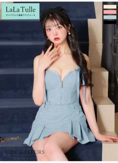 ROBE de FLEURSフロントジップツイードセットアップミニドレス