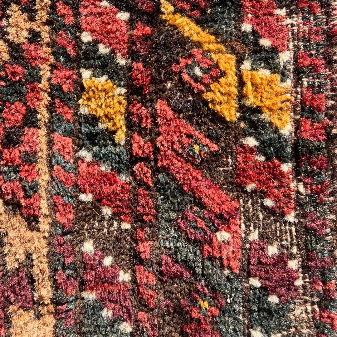 年末セール☆アンティーク絨毯 バルーチ族 バーリシトの袋表 手織りトライバルラグ