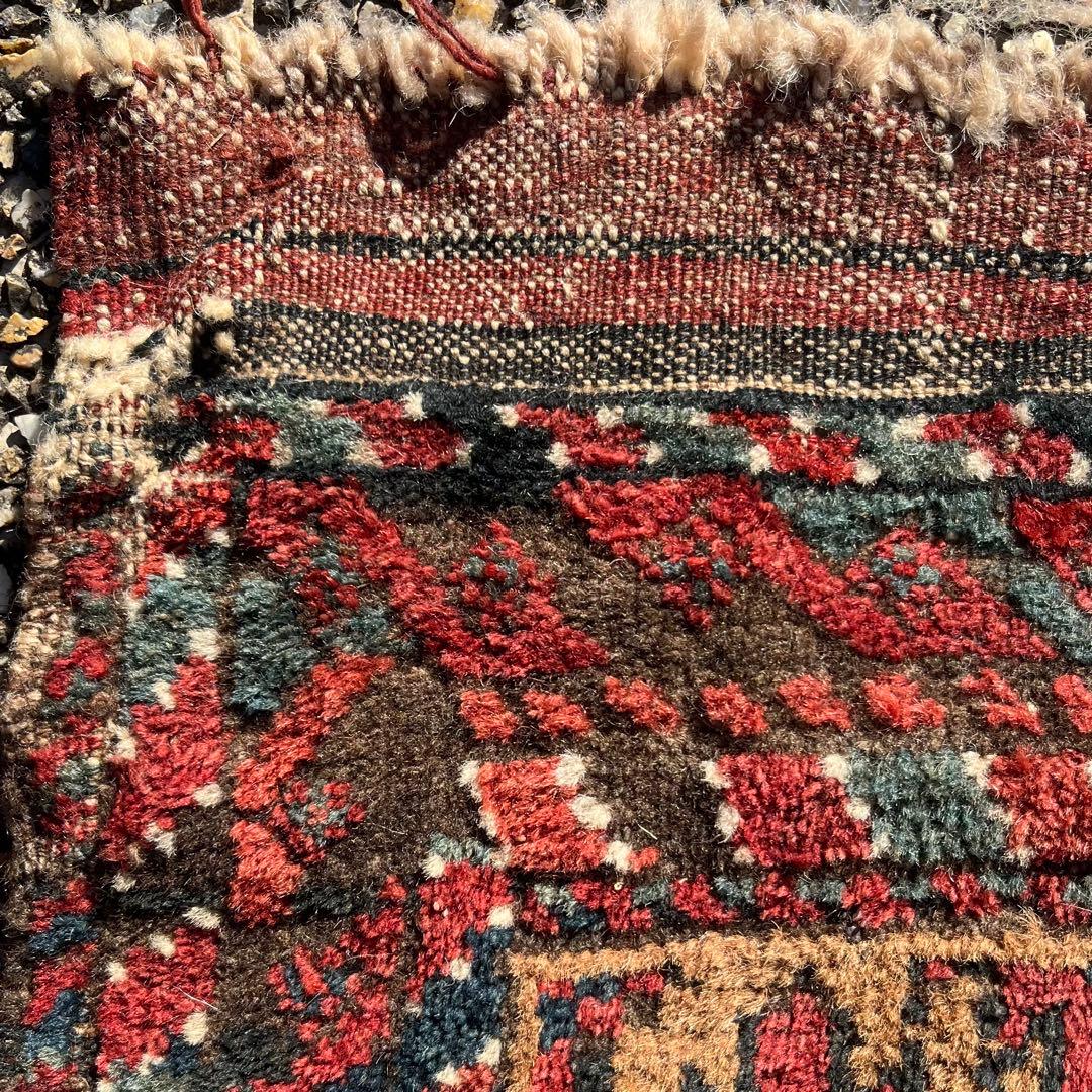 年末セール☆アンティーク絨毯 バルーチ族 バーリシトの袋表 手織りトライバルラグ