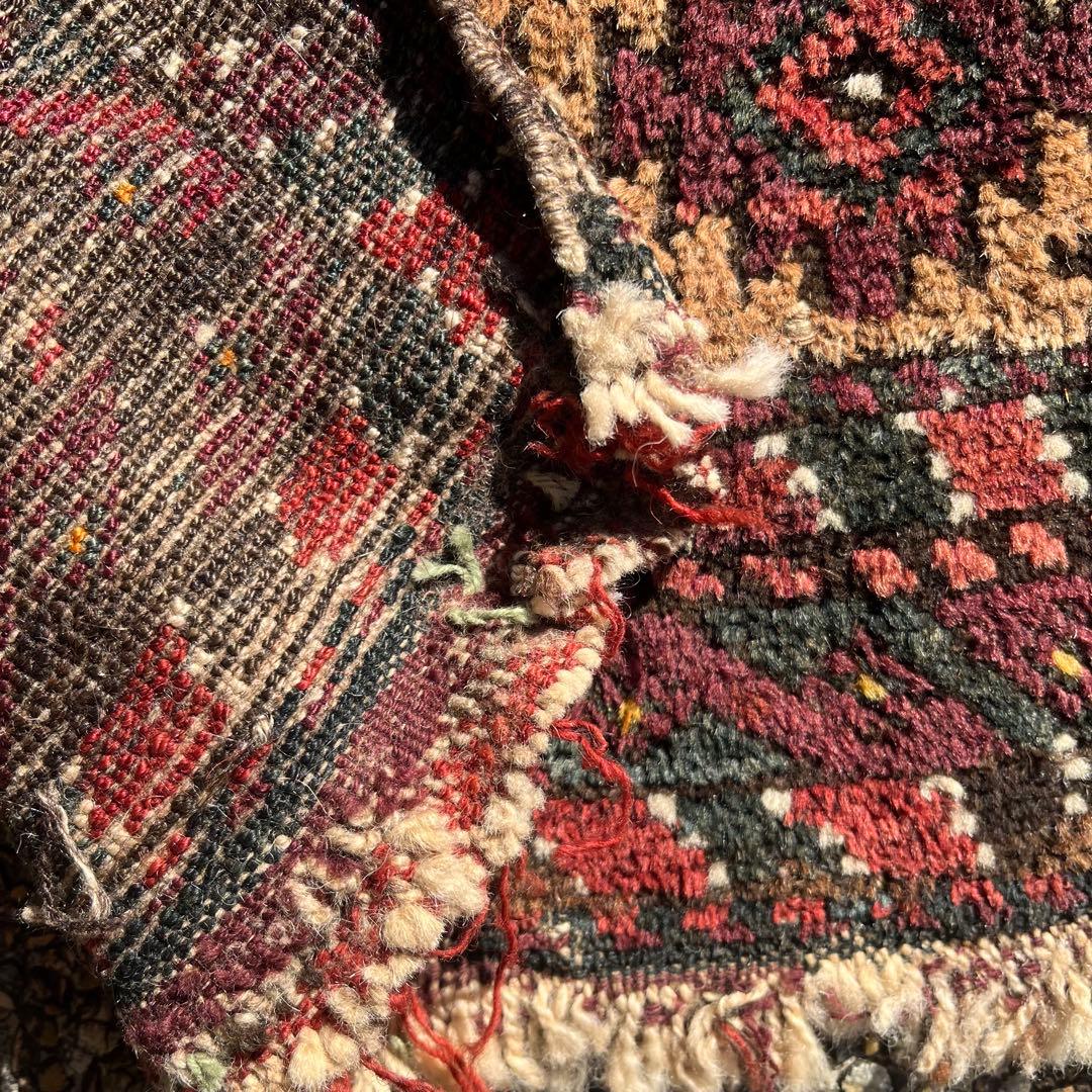 年末セール☆アンティーク絨毯 バルーチ族 バーリシトの袋表 手織りトライバルラグ