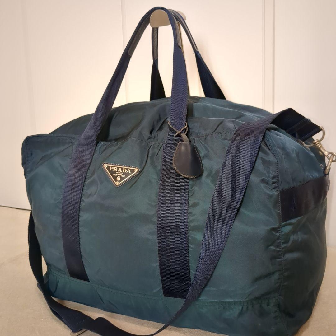 PRADA ボストンバッグ 2way ネイビー 三角ロゴ テスートナイロン